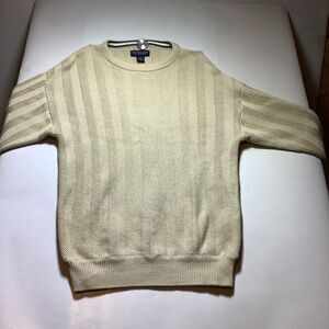 Roundtree & Yorke Sweater Mens Medium Beige Herringbone Crewneck Cotton Knit